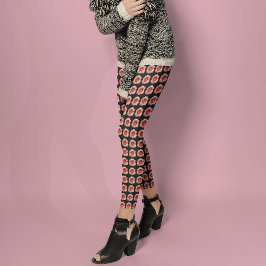 Leggings Patrón floral diurno rosado en negro