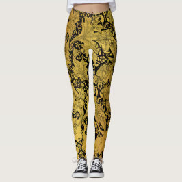 Leggings Patrón floral dorado Flor oriental