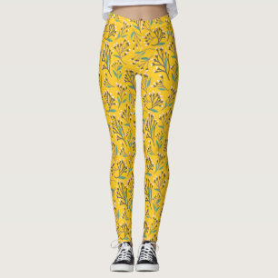Leggings Patrón floral en ramas y brotes delicados