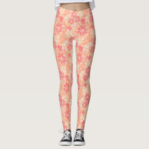Leggings Patrón floral en tonos de melocotón de moda