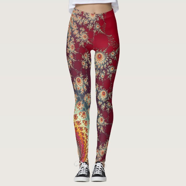 Leggings Patrón floral espiral (Anverso)