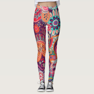 Leggings Patrón floral estilo boho Mujer hippie
