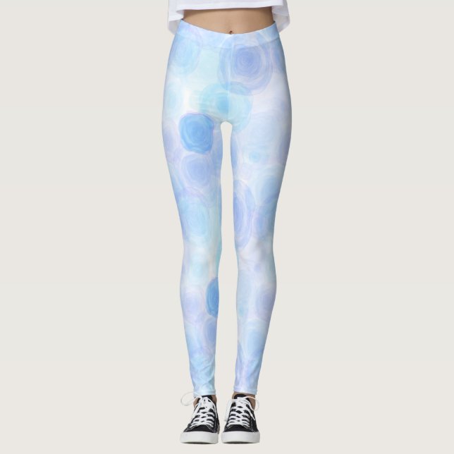 Leggings Patrón floral Fluffy Blue Rosas (Anverso)