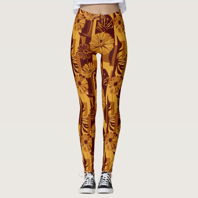 Leggings Patrón floral geométrico de otoño moderno (Anverso)