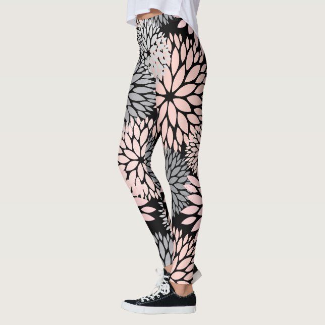 Leggings Patrón floral gris rosado de Dahlia (Izquierda)