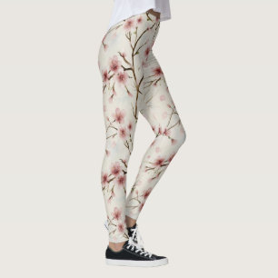Leggings Patrón Floral Japonés Rosa Flor de Cerezo