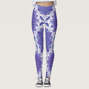 Leggings Patrón floral mandala púrpura sin costuras