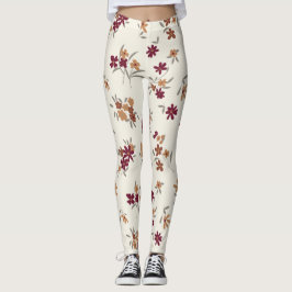 Leggings Patrón floral marrón dorado de Dainty Gold