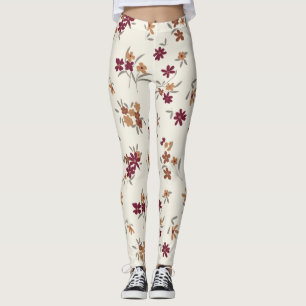 Leggings Patrón floral marrón dorado de Dainty Gold