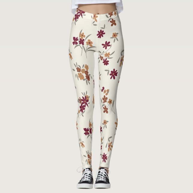 Leggings Patrón floral marrón dorado de Dainty Gold (Anverso)