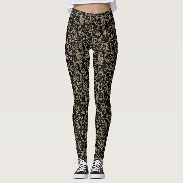 Leggings Patrón floral marrón oscuro (Anverso)
