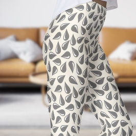 Leggings Patrón floral moderno blanco y negro de brillo