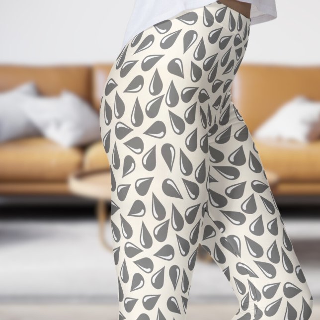 Leggings Patrón floral moderno blanco y negro de brillo (Modern Floral White and Black Flick Pattern Leggings)
