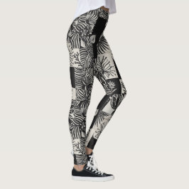 Leggings Patrón floral monocromo tropical audaz