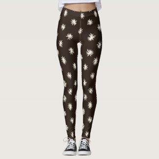 Leggings Patrón floral orgánico negro y blanco con destello