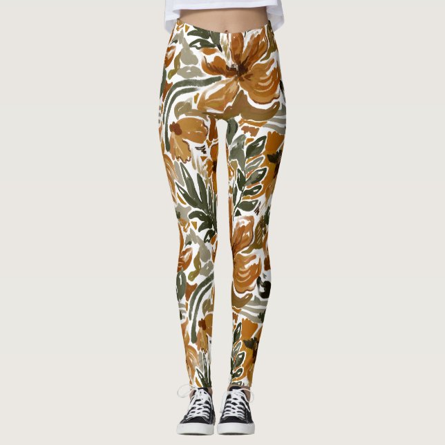 Leggings Patrón Floral Otoñal Rústico (Anverso)