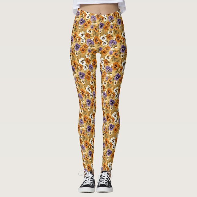Leggings Patrón floral pansy (Anverso)