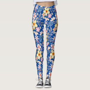 Leggings Patrón floral pastel C03.bw Azul BG