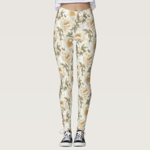 Leggings Patrón floral Peony Blanco