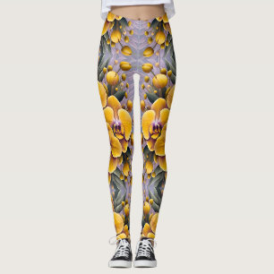 Leggings PATRÓN FLORAL ~ Plata amarilla ~