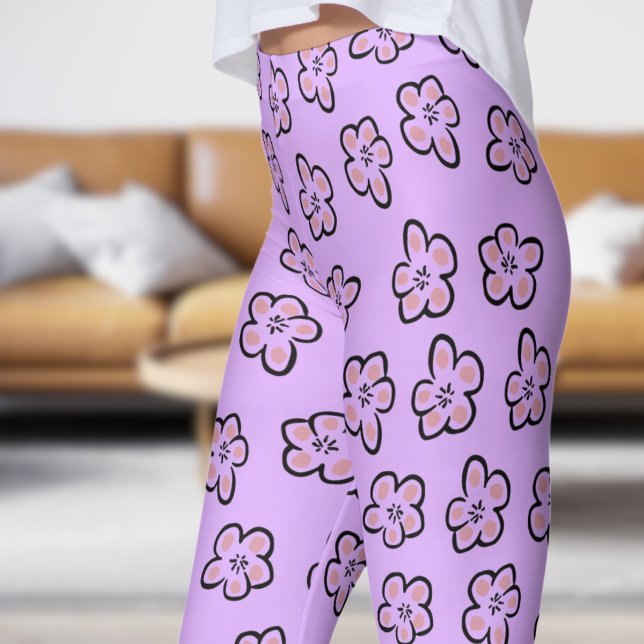 Leggings Patrón floral púrpura (Modern Mimulus on Mauve)