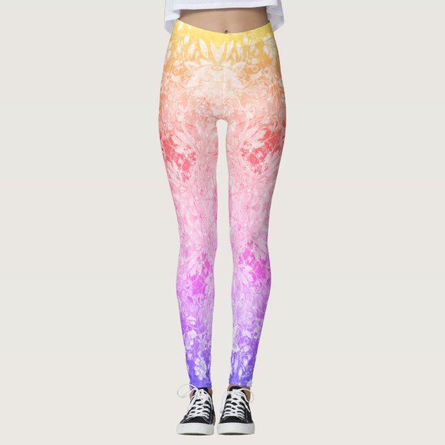 Leggings Patrón floral Purpurina arcoiris (Anverso)