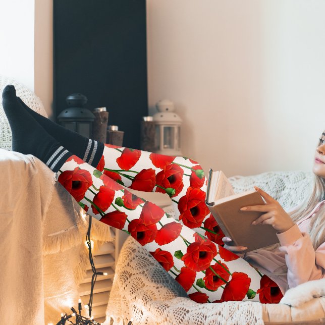 Leggings Patrón floral Red Poppies (Red Poppy Pattern Leggings)
