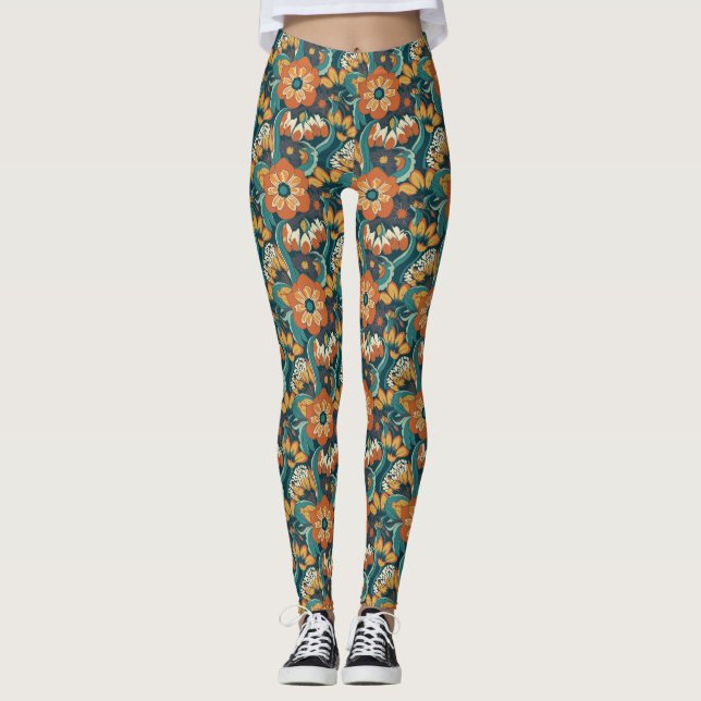 Leggings Patrón floral retro (Anverso)
