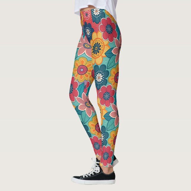 Leggings Patrón floral retro (Izquierda)