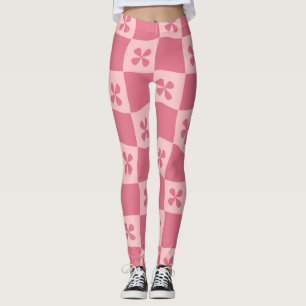 Leggings Patrón floral retro-rosado controlado