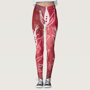 Leggings Patrón floral rojo