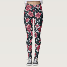 Patrón Floral Rojo y Negro Vintage Retro Único