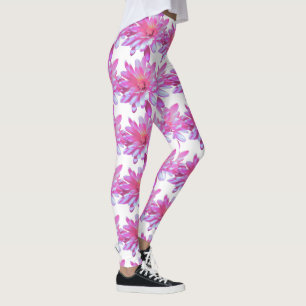 Leggings Patrón floral rosa Daisies rosados