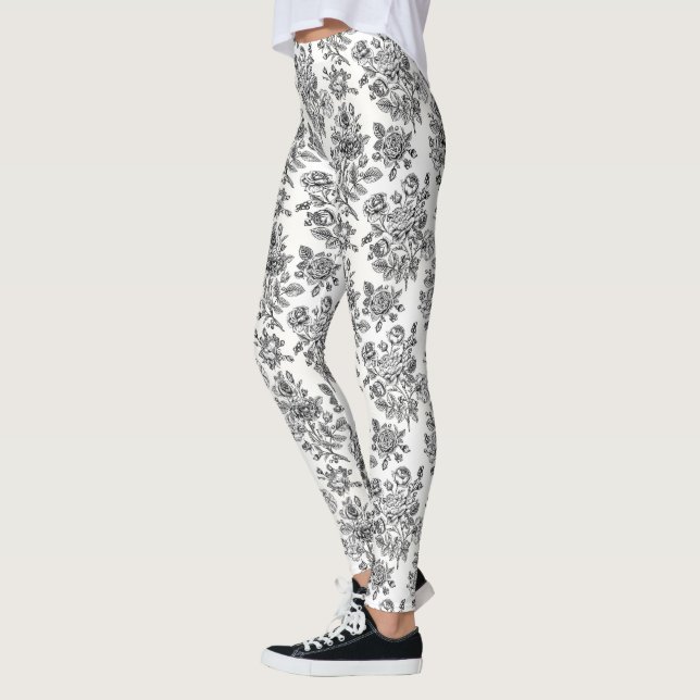 Leggings Patrón floral Rosa de época (Izquierda)