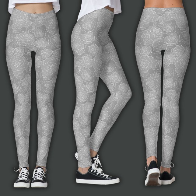Leggings Patrón Floral | Rosa Gris Acero (Subido por el creador)