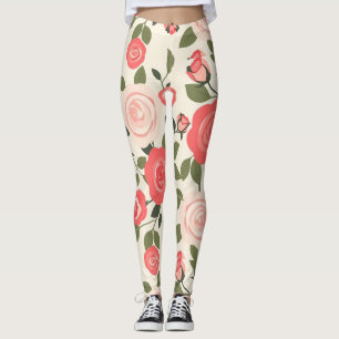 Leggings Patrón floral rosa rosa romántico