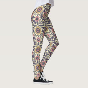 Leggings Patrón floral rosa y azul sin problemas