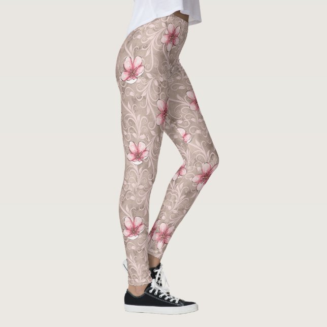 Leggings Patrón floral rosado (Derecha)