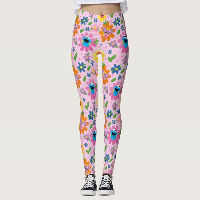 Leggings Patrón floral rosado de Plaza Sésamo (Anverso)