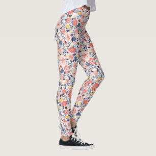 Leggings Patrón floral sin inconvenientes Belleza Flor Vint