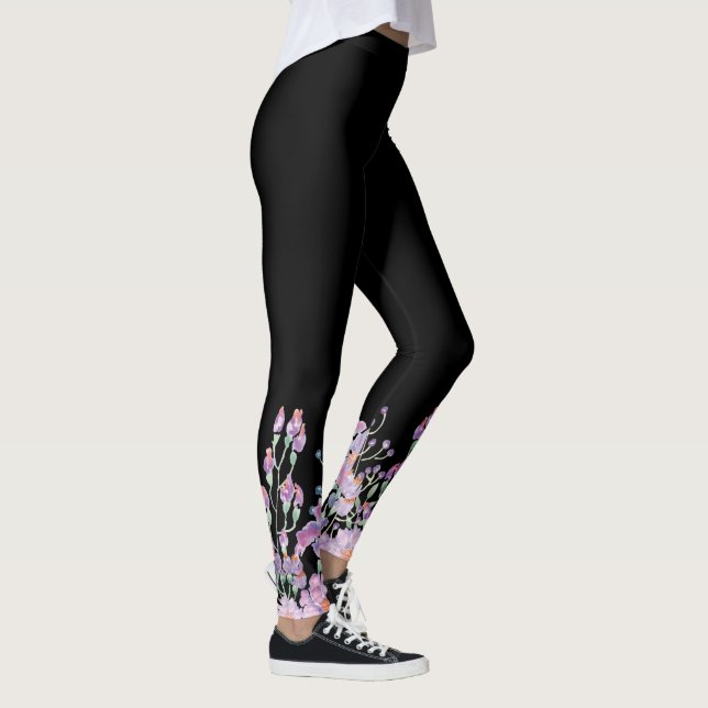 Leggings Patrón floral sobre negro (Derecha)