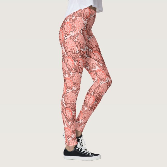 Leggings Patrón floral tropical rosa y coral (Derecha)