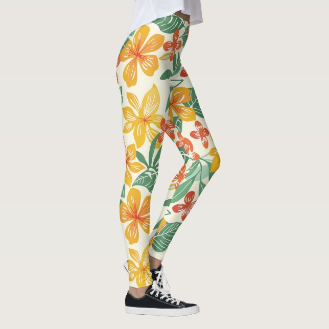 Leggings Patrón floral tropical vibrante (Derecha)