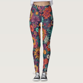 Leggings Patrón floral, un ramo de flores coloridas