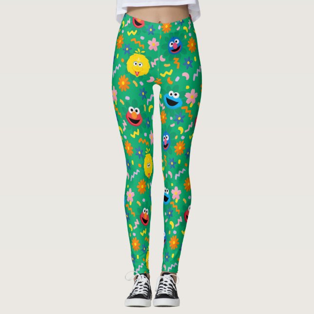 Leggings Patrón floral verde de Plaza Sésamo (Anverso)