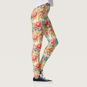 Leggings Patrón floral victoriano vintage