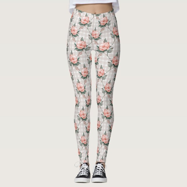 Leggings Patrón floral vintage de acuarela (Anverso)