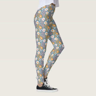 Leggings Patrón floral vintage retro Groovy Pastel