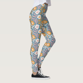 Leggings Patrón floral vintage retro Groovy Pastel