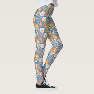 Leggings Patrón floral vintage retro Groovy Pastel